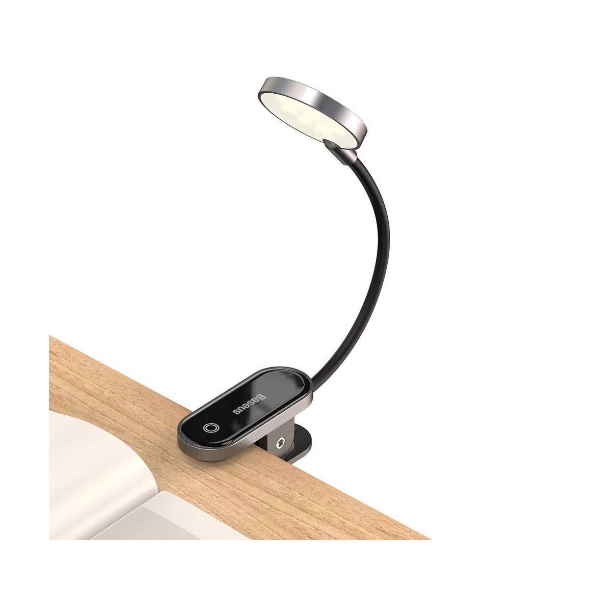 LED-Lampe mit Clip grau - Baseus Minilampe mit 350 mAh und 2 Stunden Ladezeit