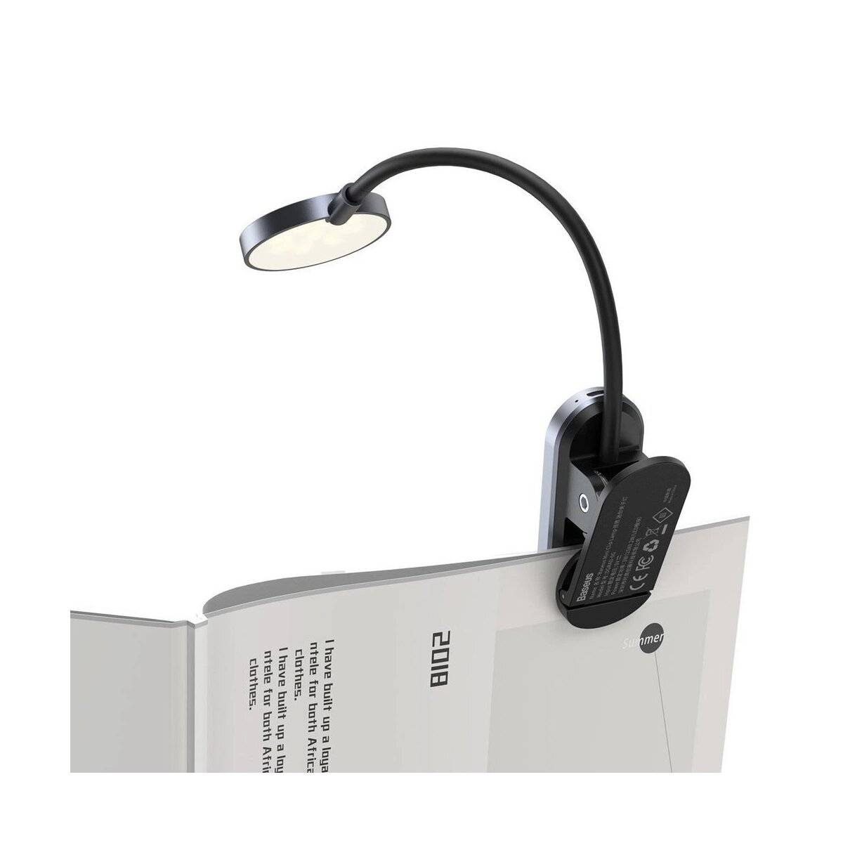 LED-Lampe mit Clip grau - Baseus Minilampe mit 350 mAh und 2 Stunden Ladezeit