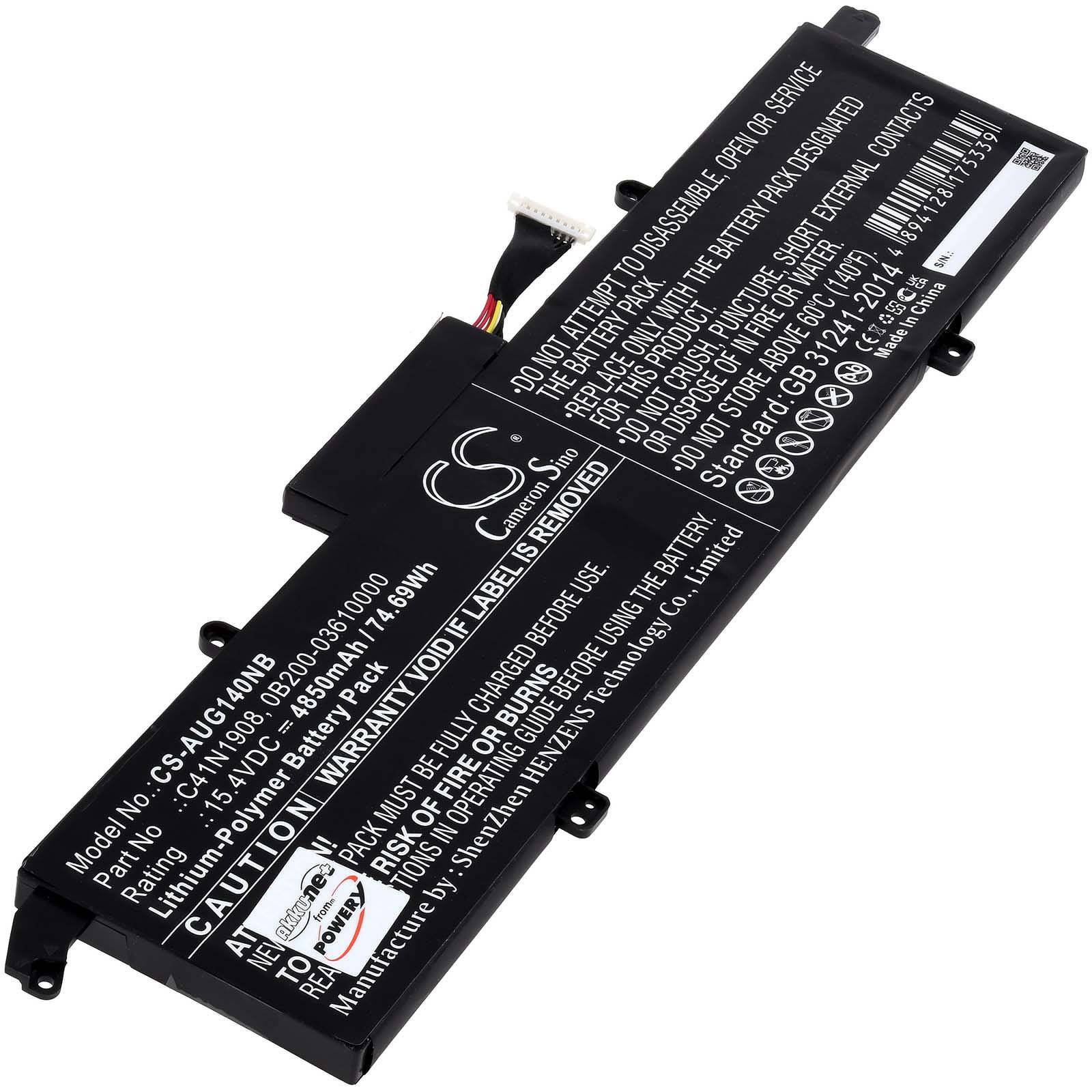 Powery Akku für Laptop Asus ROG Zephyrus G14 GA401QE-HZ119T, 15,4V, Li-Polymer