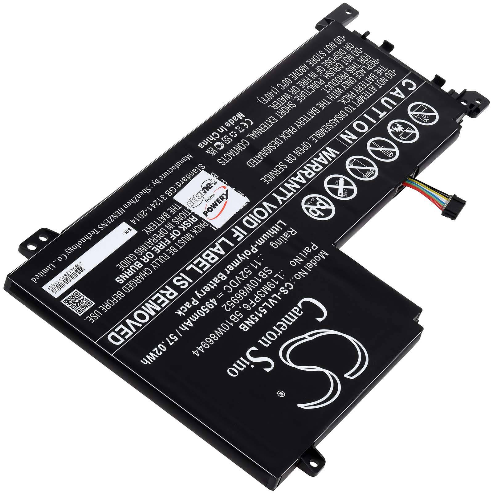 Powery Akku passend für Laptop Lenovo IdeaPad 5-15IIL05, Typ L19M3PF6, Typ SB10W86952, 11,52V, Li-Polymer