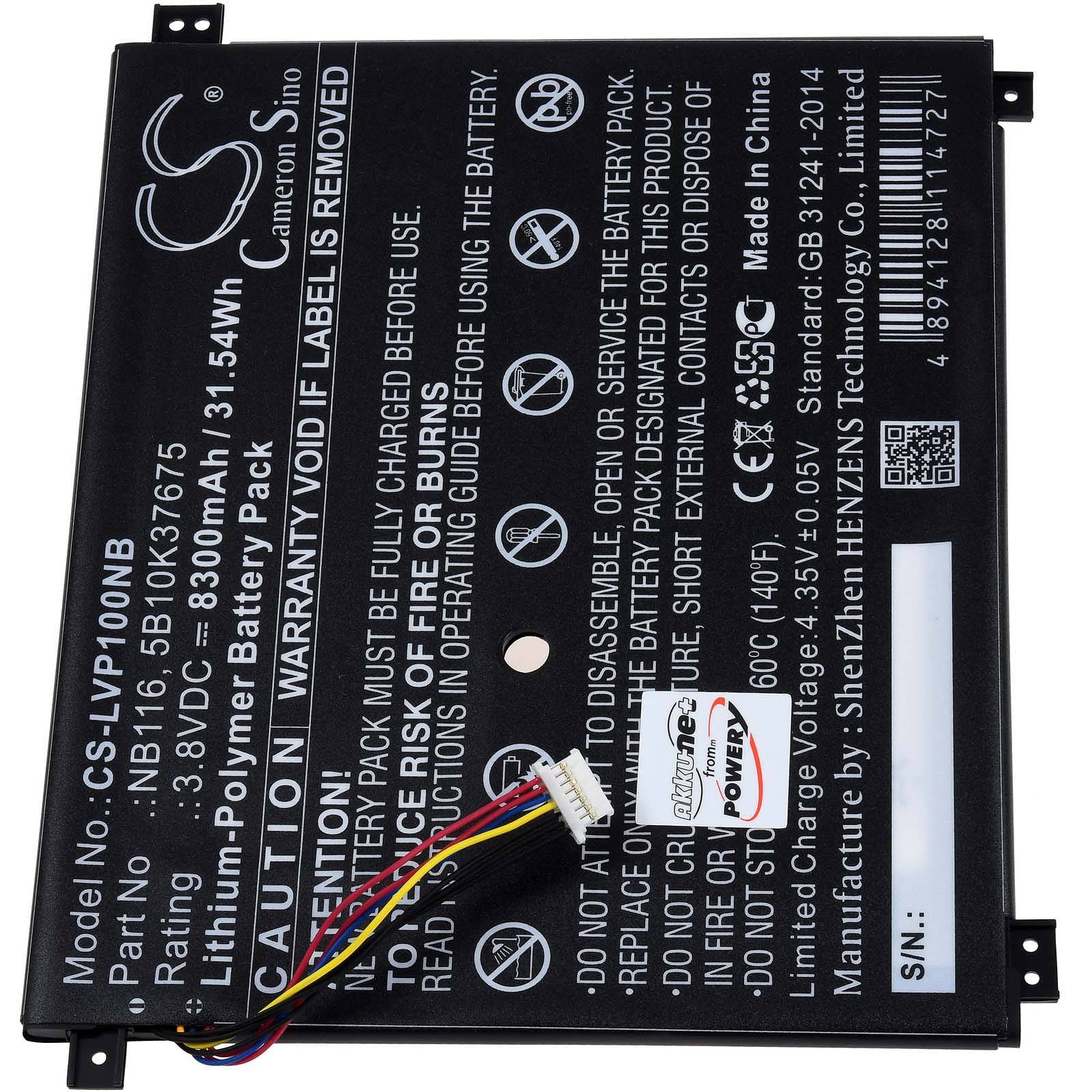 Powery Akku für Laptop Lenovo IdeaPad 100S-11IBY(80R2002LGE), 3,8V, Li-Polymer