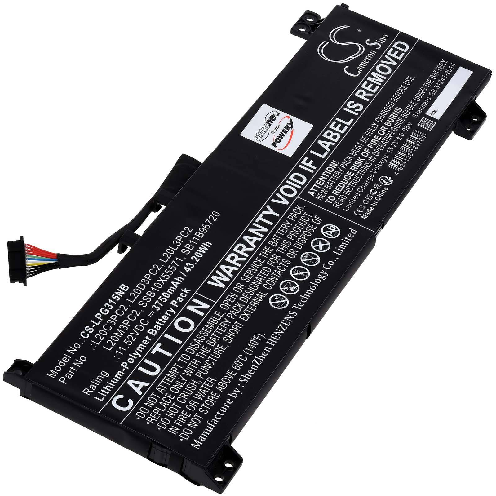 Powery Akku für Laptop Lenovo IdeaPad Gaming 3 15ACH6 82K200VSFR, 11,52V, Li-Polymer