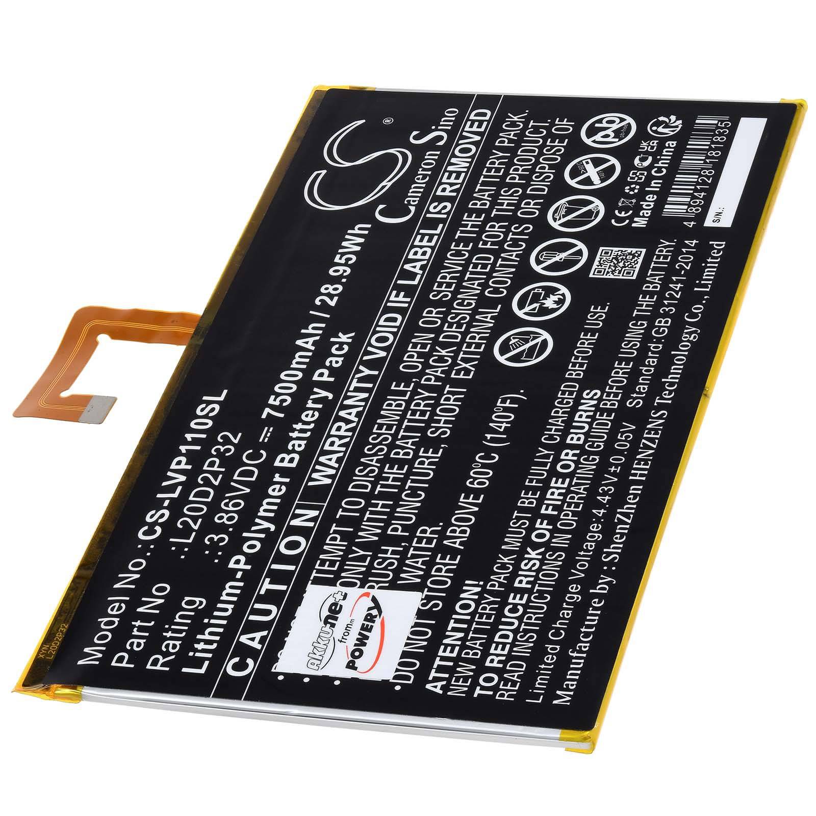 Powery Akku kompatibel mit Lenovo Typ L20D2P32, 3,86V, Li-Polymer
