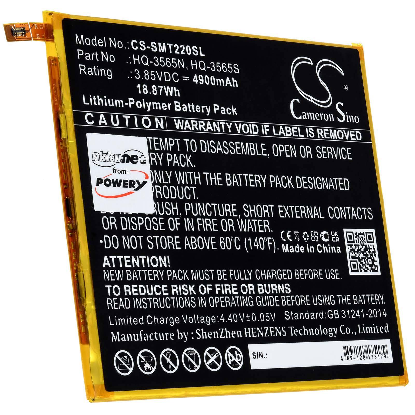 Powery Akku für Tablet Samsung SM-T225N, 3,85V, Li-Polymer