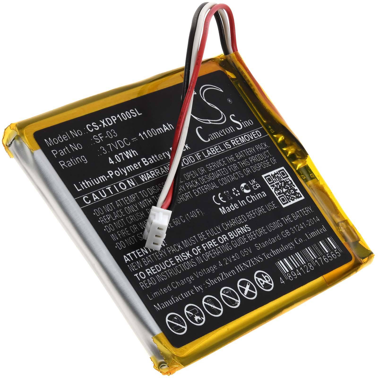 Powery Akku für DAB, DAB+ Digital Taschenradio Sony XDR-P1DBP, 3,7V, Li-Polymer