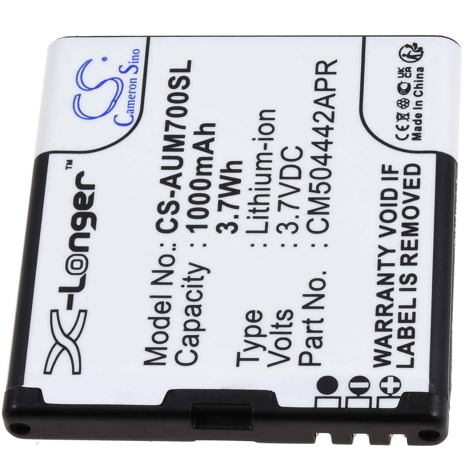 Powery Akku passend für Senioren-Handy Amplicomms PowerTel M7000, M6900, Typ CM504442APR, 3,7V, Li-Ion