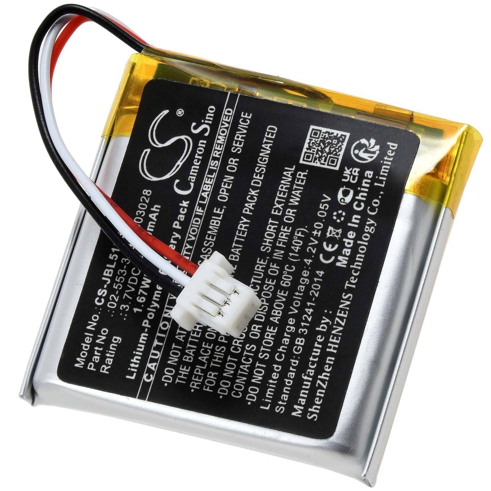 Powery Akku passend für Kopfhörer JBL Tune 510BT, Typ 02-553-3494, 3,7V, Li-Polymer