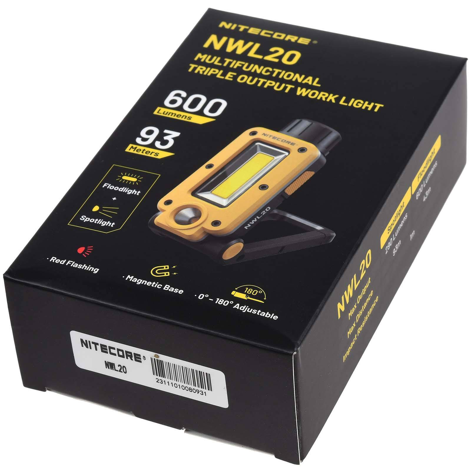 Nitecore NWL20 - Arbeitsleuchte, Lampe 600 Lumen, Li-Ion