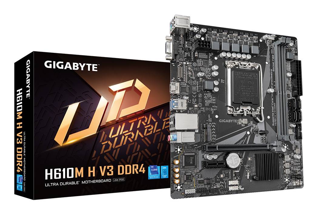 Gigabyte H610M H V3 DDR4 - 1.0 - Motherboard - micro ATX - LGA1700-Sockel - H610 Chipsatz - USB 3.2 Gen 1 - Gigabit LAN - Onboard-Grafik (CPU