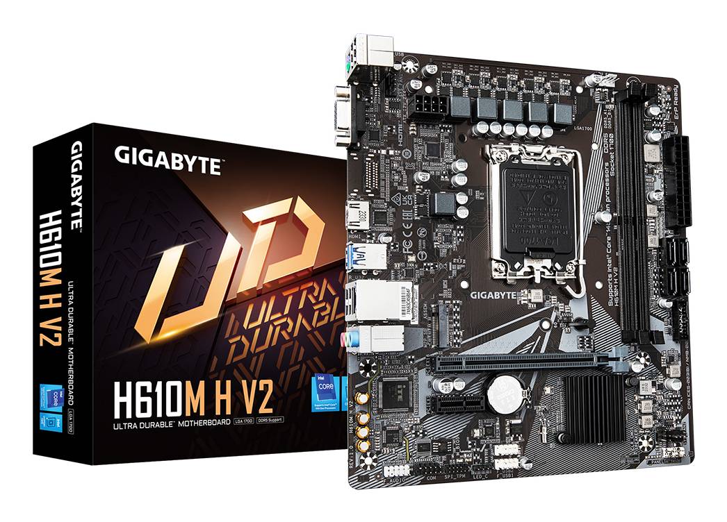 Gigabyte H610M H V2 - 1.0 - Motherboard - micro ATX - LGA1700-Sockel - H610 Chipsatz - USB 3.2 Gen 1 - Gigabit LAN - Onboard-Grafik (CPU