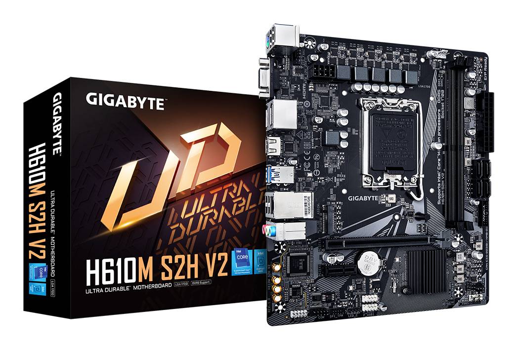 Gigabyte H610M S2H V2 - 1.0 - Motherboard - micro ATX - LGA1700-Sockel - H610 Chipsatz - USB 3.2 Gen 1 - Gigabit LAN - Onboard-Grafik (CPU
