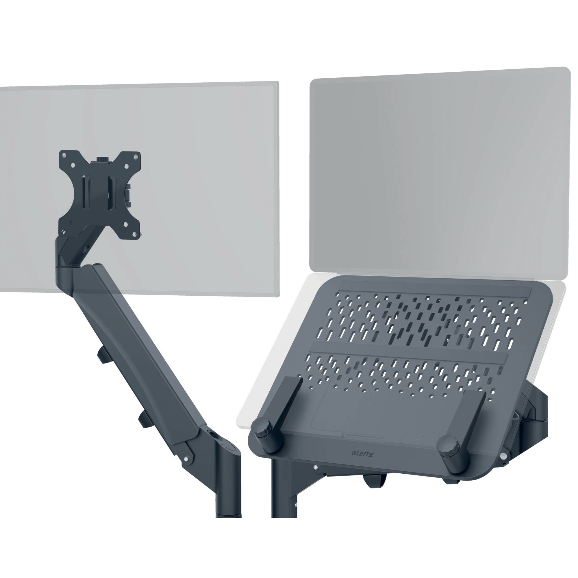 LEITZ Ergo Platzsparender Dual Monitorarm mit Laptophalterung