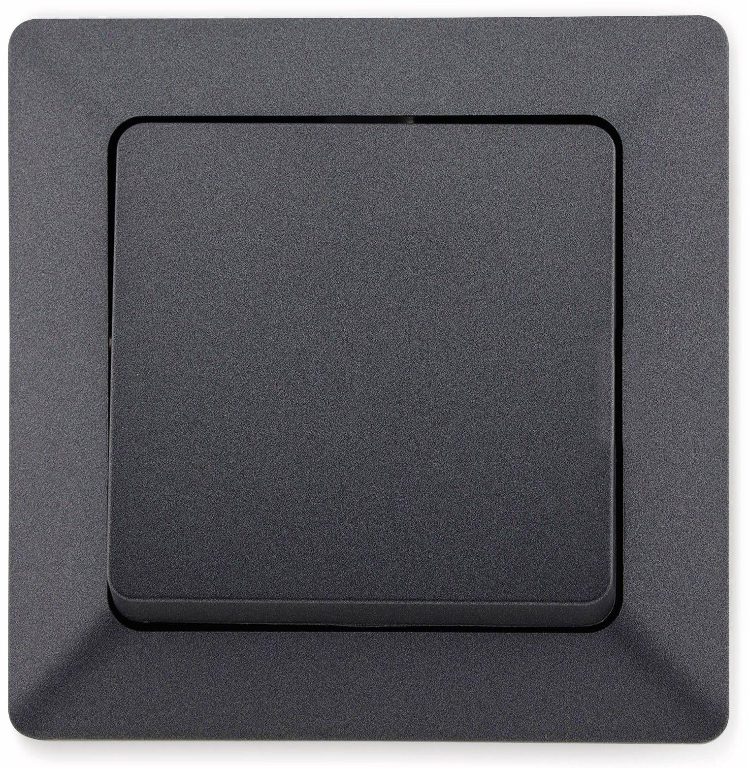 MILOS Taster Klingel-Taster 0-250V~/ max. 10A mit 1-fach Rahmen Abnehmbar Unterputz Einbau I Anthrazit