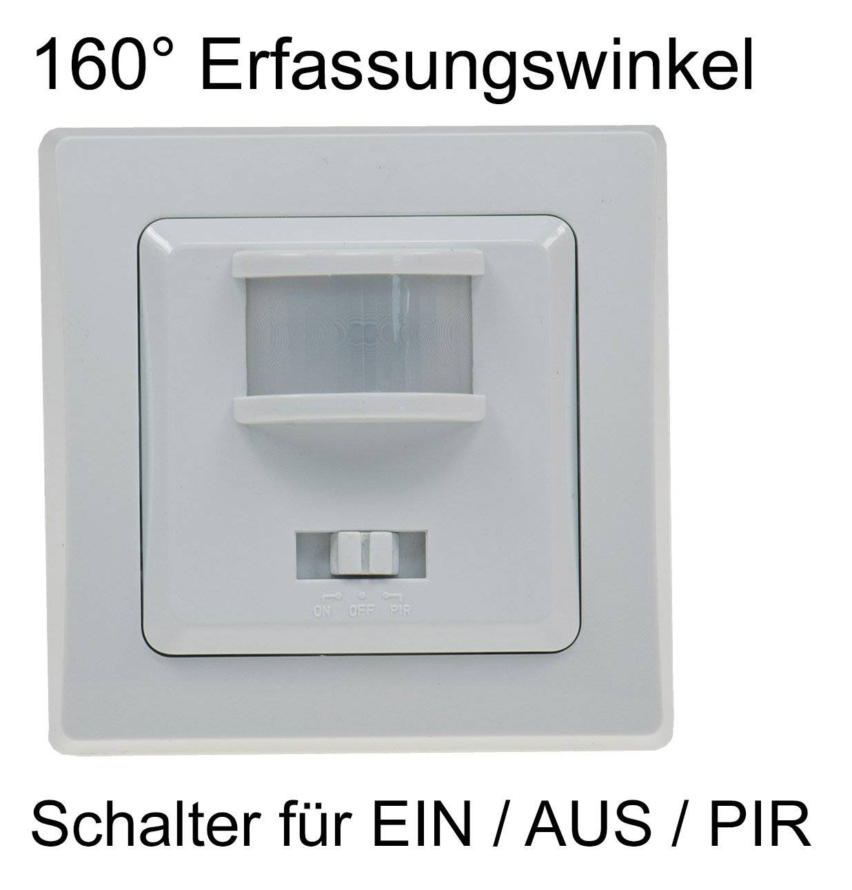 DELPHI Bewegungsmelder 160° Unterputz 3-Draht inkl. 1-fach Rahmen UP 55x55mm Weiß
