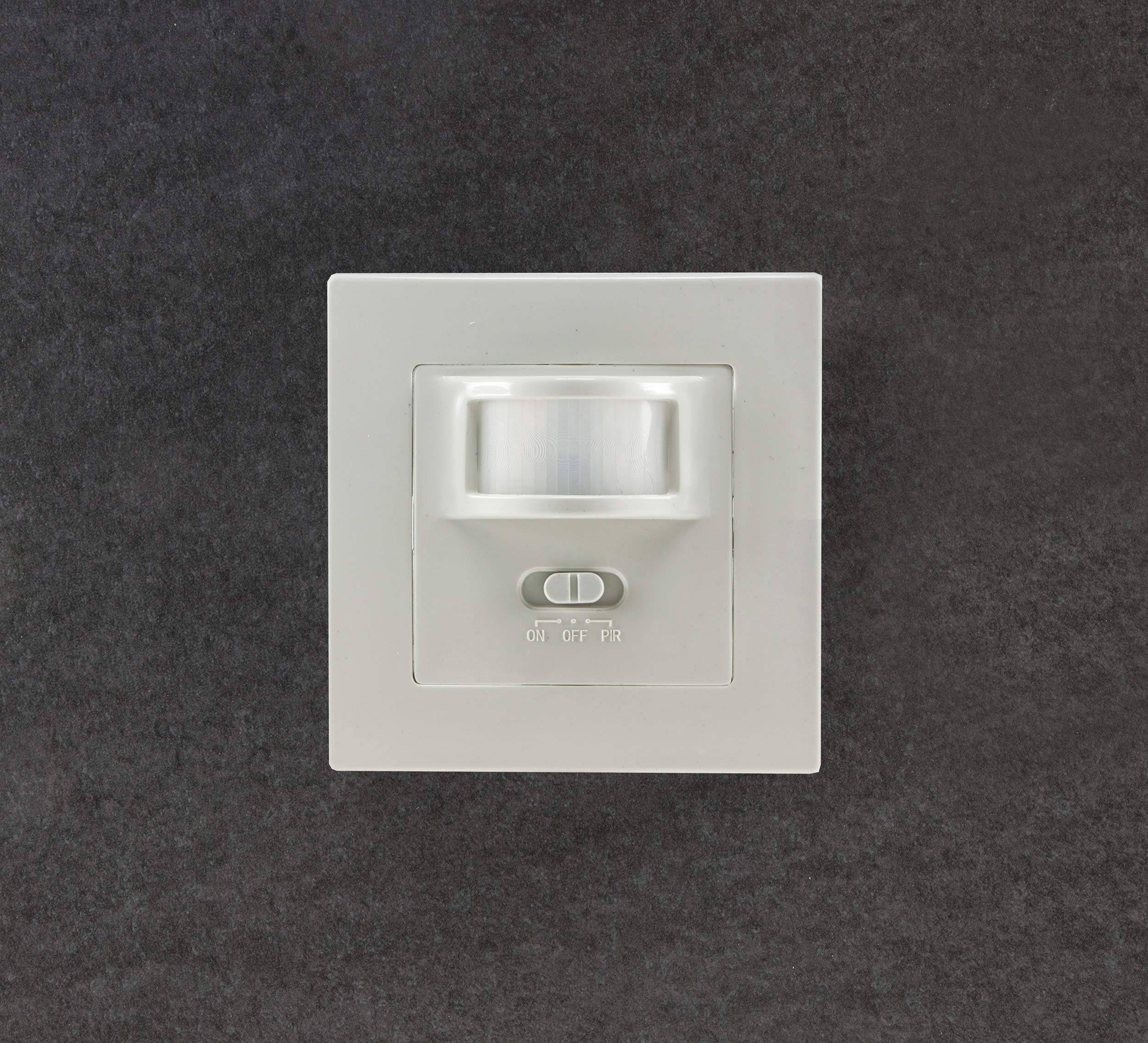 ChiliTec Bewegungsmelder 160° Unterputz Wand-Montage Schaltet ab 1Watt 9m Reichweite 230V 2-Draht Technik Ersetzt einen Lichtschalter Weiß