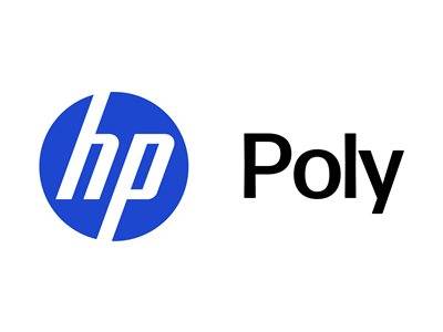 HP-Logo in Blau neben dem Text 'Poly' in Schwarz.