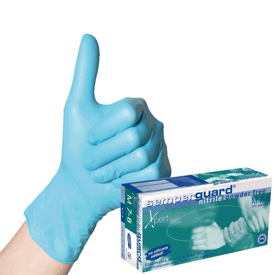 semperguard Handschuh Nitril Xpert, Kat.III, Nitril, puderfrei, Größe S, 100/VE