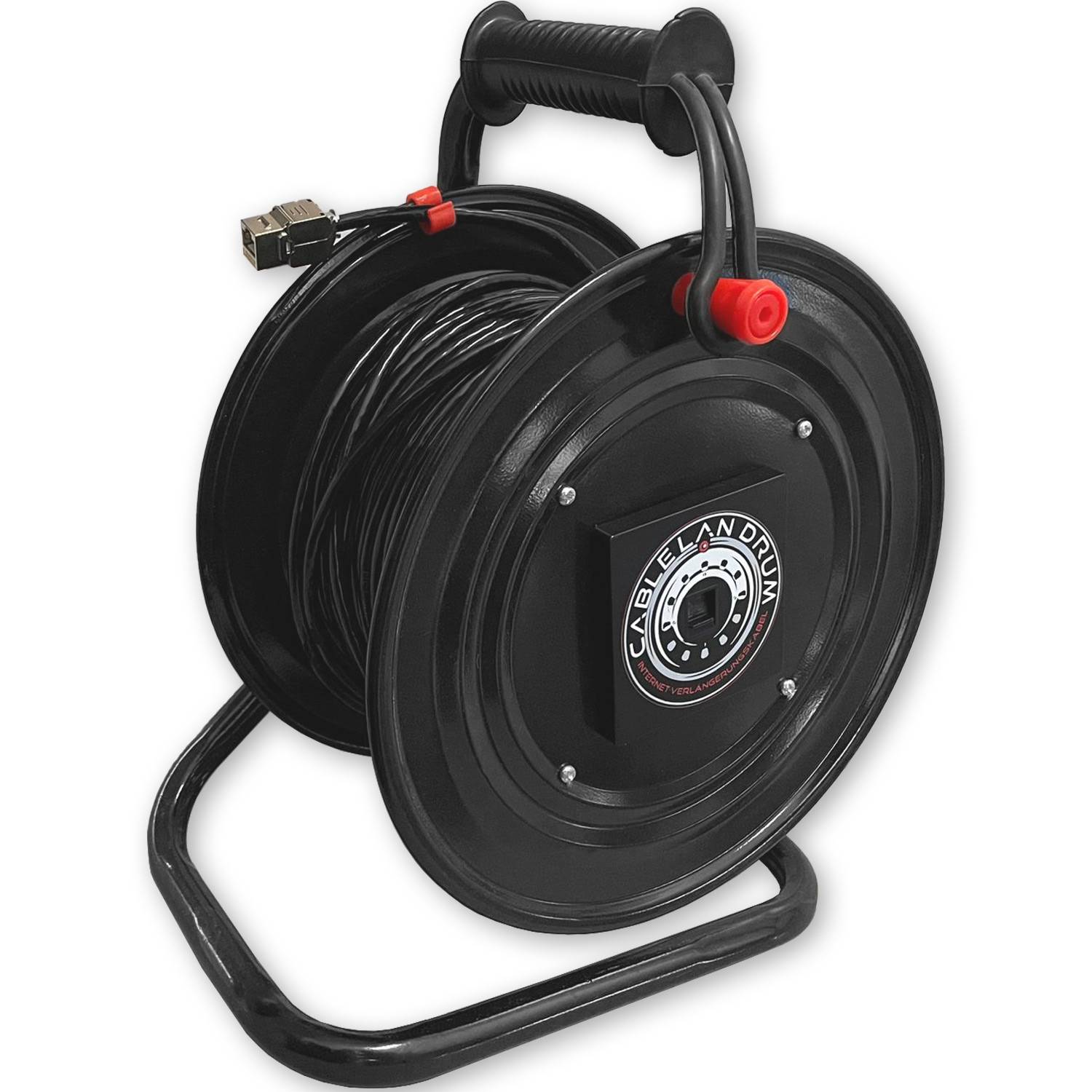 Netzwerk LAN Kabeltrommel CAT6 15m S/FTP RJ45 Keystone Buchsen Internetverlängerung erweitern Metall schwarz