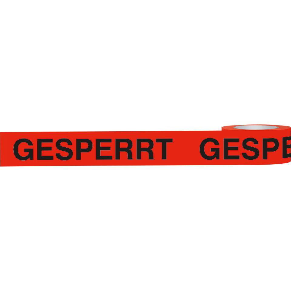 Klebeband GESPERRT, rot/schwarz, Polypropylen, selbstklebend, 50mm, 66m/Rolle