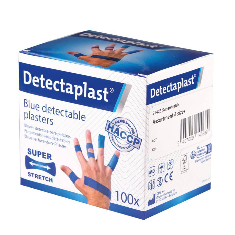 Detectaplast® Pflaster Elastic sortiert, detektierbar, blau, 19x72mm/25x72mm,u.a., 100/VE