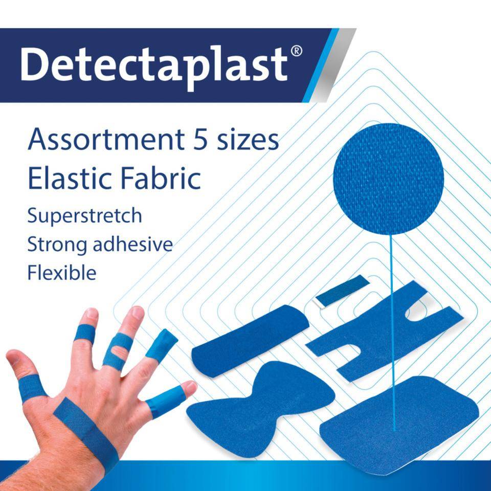 Detectaplast® Pflaster Elastic sortiert, detektierbar, blau, 19x72mm/25x72mm,u.a., 100/VE