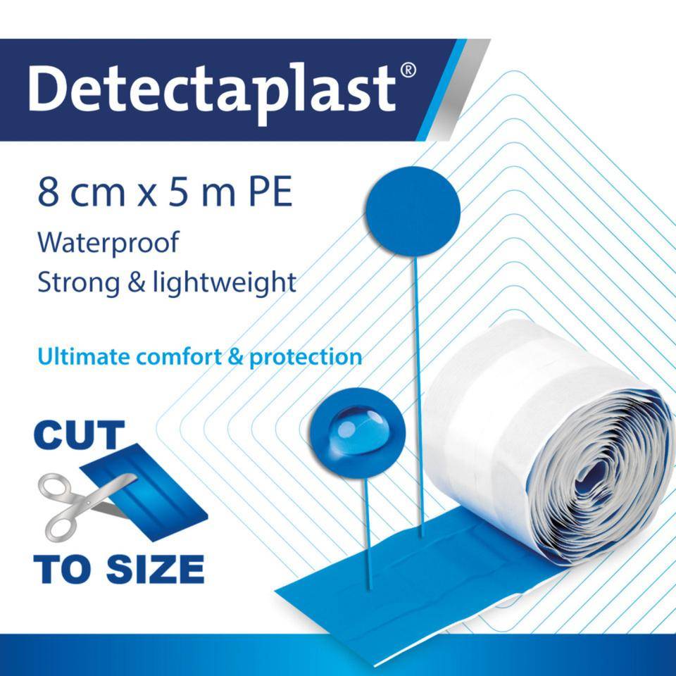 Detectaplast® Pflaster Univeral Rollenverband, detektierbar, blau, 8cm, 5m/Rolle