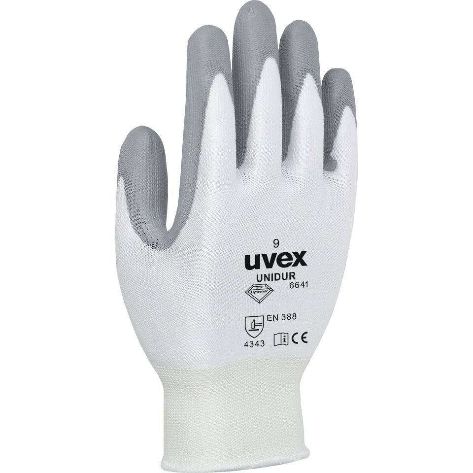 uvex Schutzhandschuh UNIDUR, Kat. II, grau, Polyurethan-Beschichtung, Größe 9