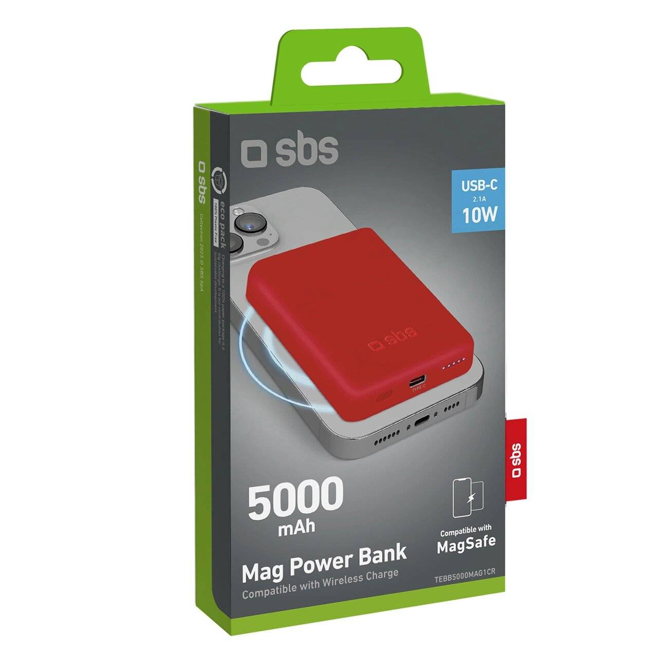 Powerbank SBS TEBB5000MAG1CR 5000 mAh MagSafe - rot