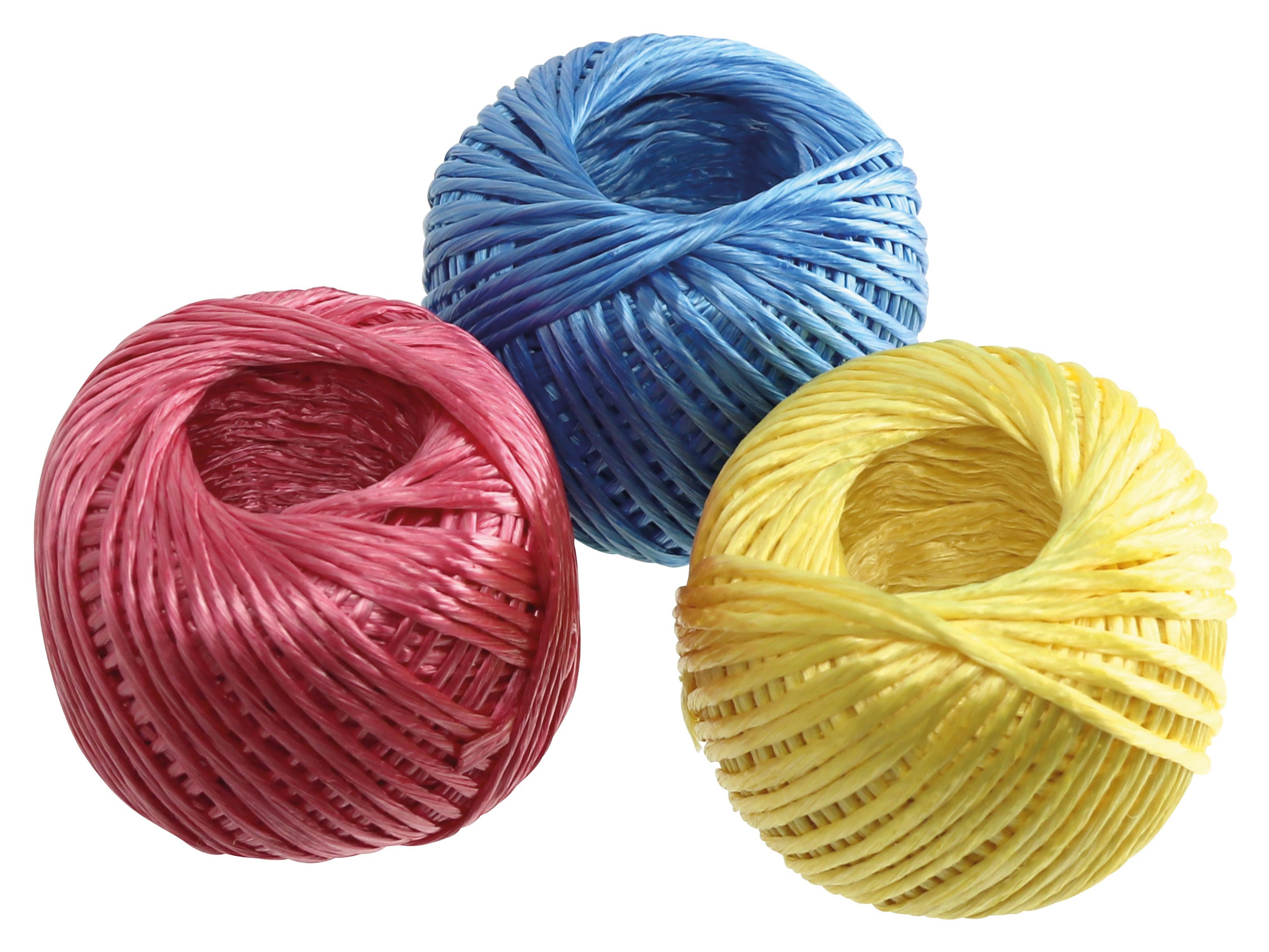 KINZO Bindfaden, 3x50 m, rot, blau, gelb