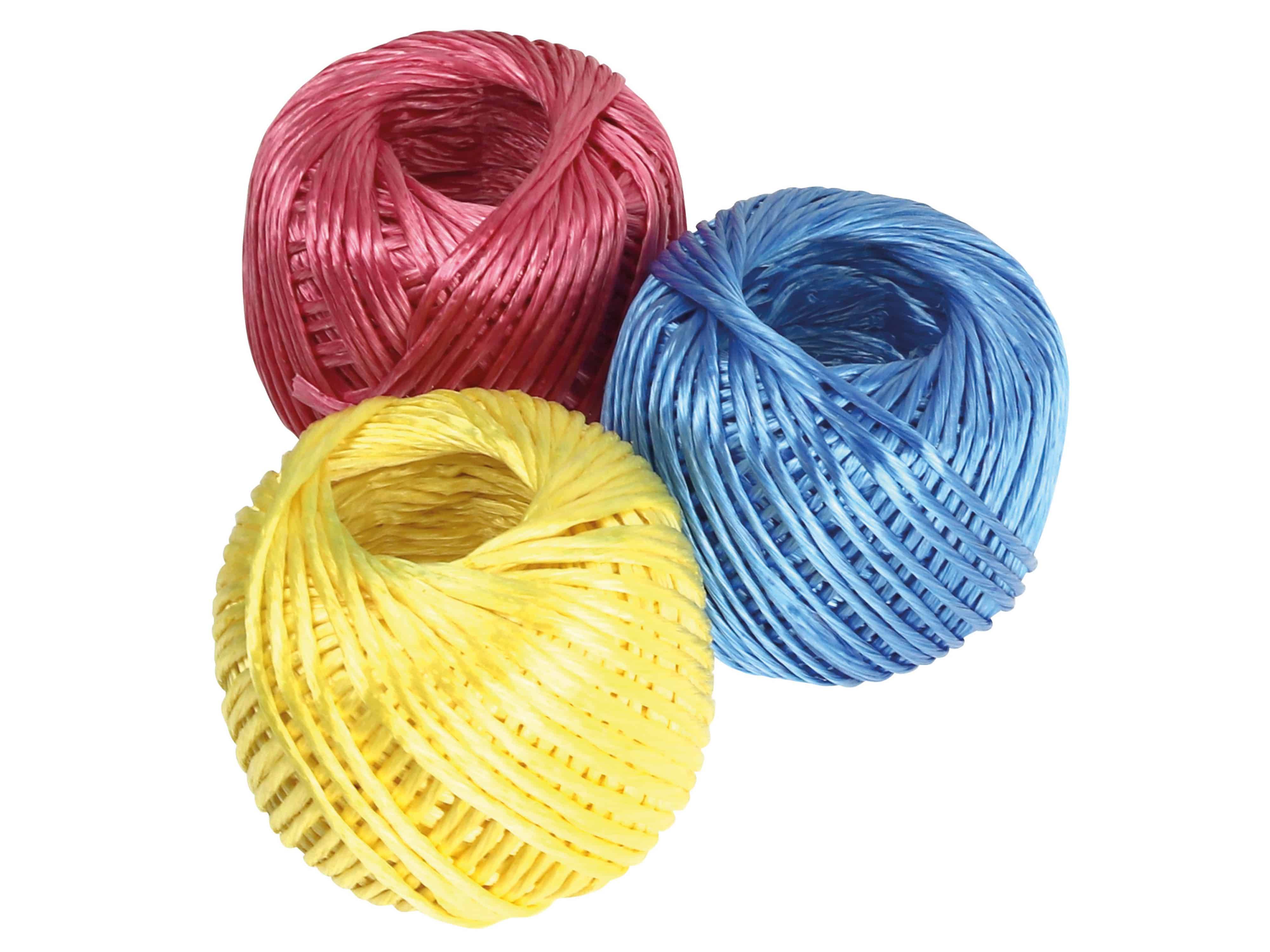 KINZO Bindfaden, 3x50 m, rot, blau, gelb