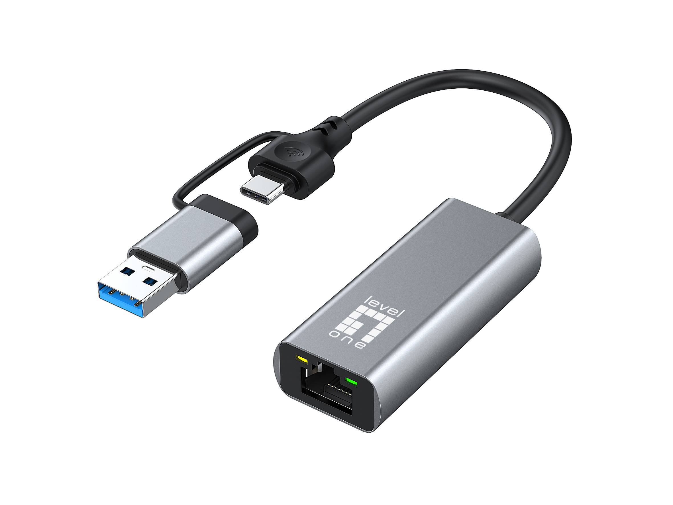 Adapter USB-C + USB-A RJ45 10/100/1000/2500 gr