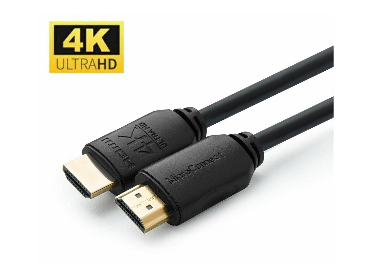 MicroConnect - Highspeed - HDMI-Kabel mit Ethernet - HDMI männlich zu HDMI männlich - 2 m - Dreifachisolierung - Schwarz