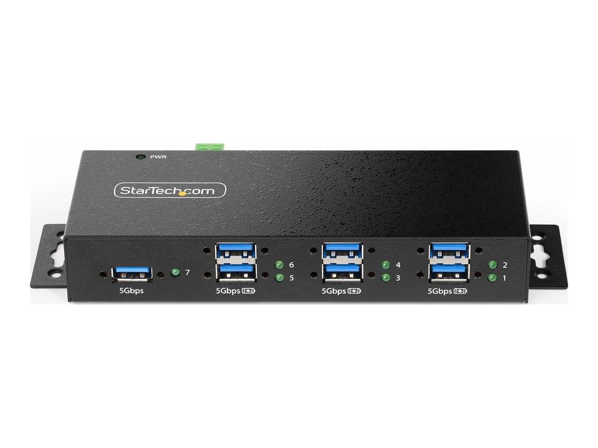 StarTech.com 7-Port Managed USB Hub with 7x USB-A, Heavy Duty with Metal Industrial Housing, ESD & Surge Protection, Wall/Desk/Din-Rail Mountable