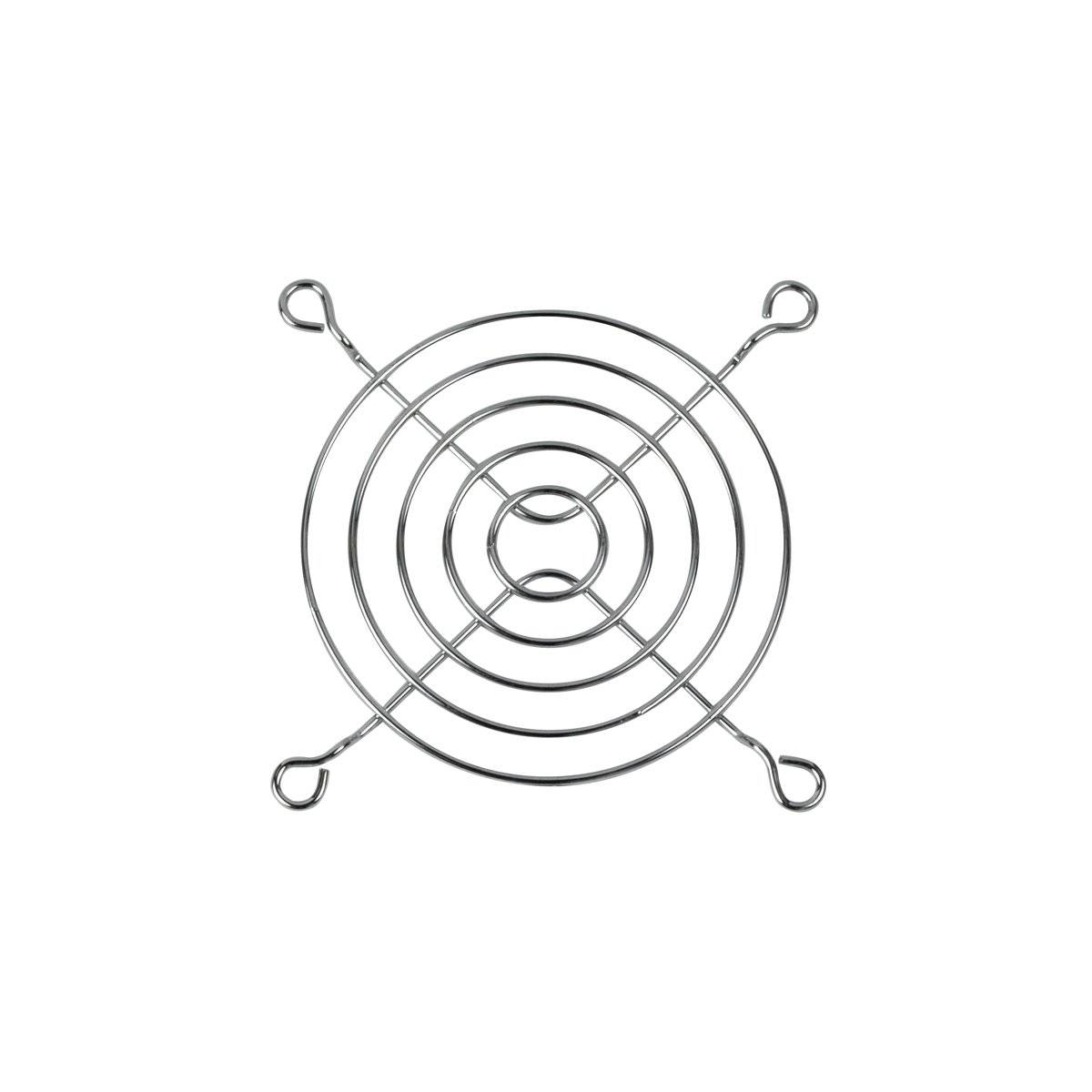 Ein kreisförmiger Metalluntersetzer mit konzentrischen Ringen und vier Schleifenfüßen, der verwendet wird, um heiße Töpfe von Oberflächen fernzuhalten.