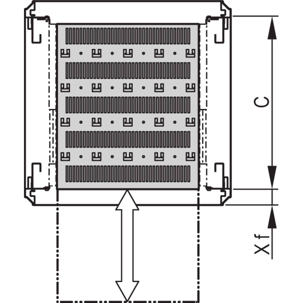 SCHROFF 19''-Fachboden, ausziehbar, 30 kg - 19"FA AUS 1HE C=500 VOL 7021