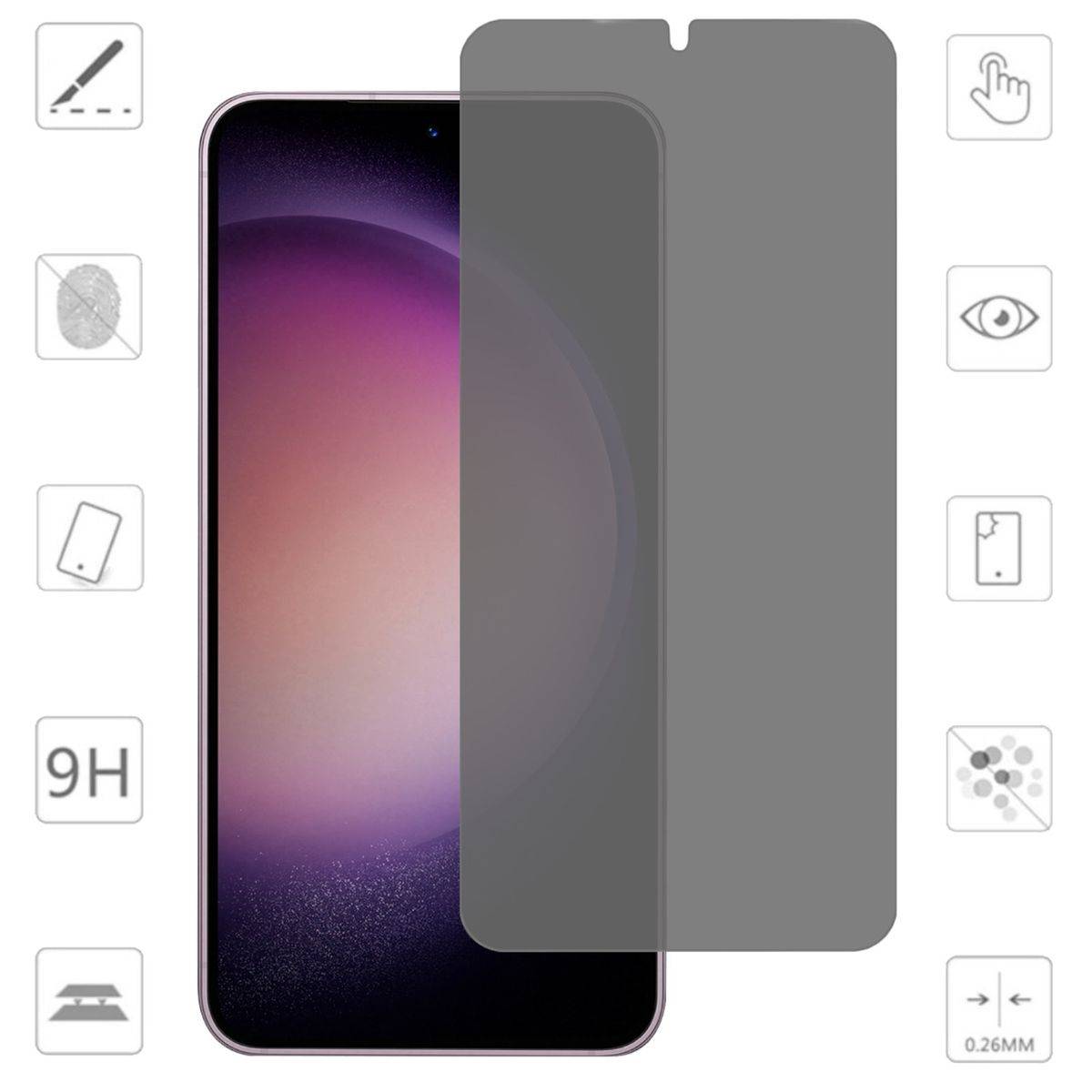 Für Samsung Galaxy S24 2.5D 0,26mm Privacy H9 Hart Glas Schutz Folie