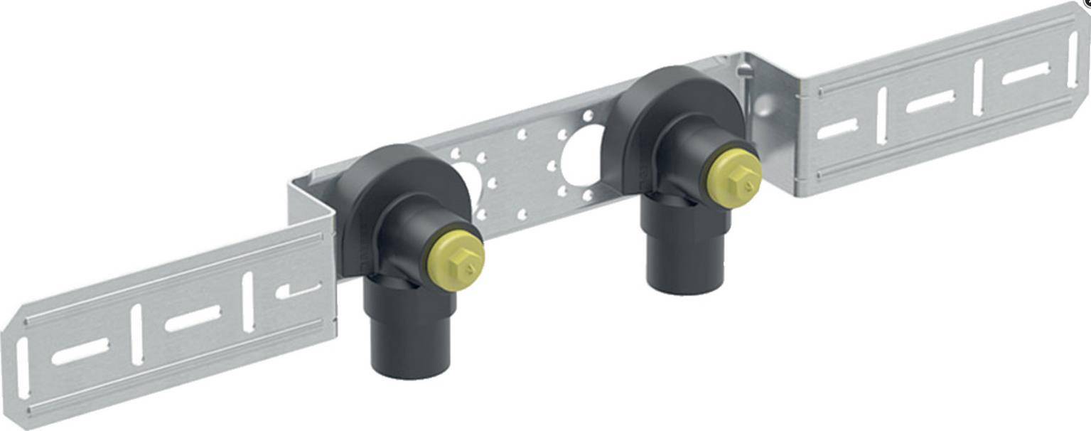 Geberit Anschlusswinkel FlowFit 90G zwei L 52mm DN12 16mm Rp 1/2 mont.