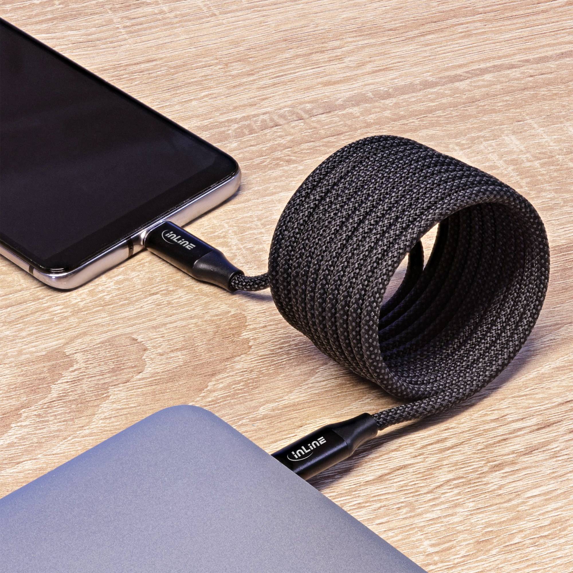 INLINE - Magnetic USB-C Kabel - USB-C Stecker/Stecker - 100W - schwarz - 1,5m