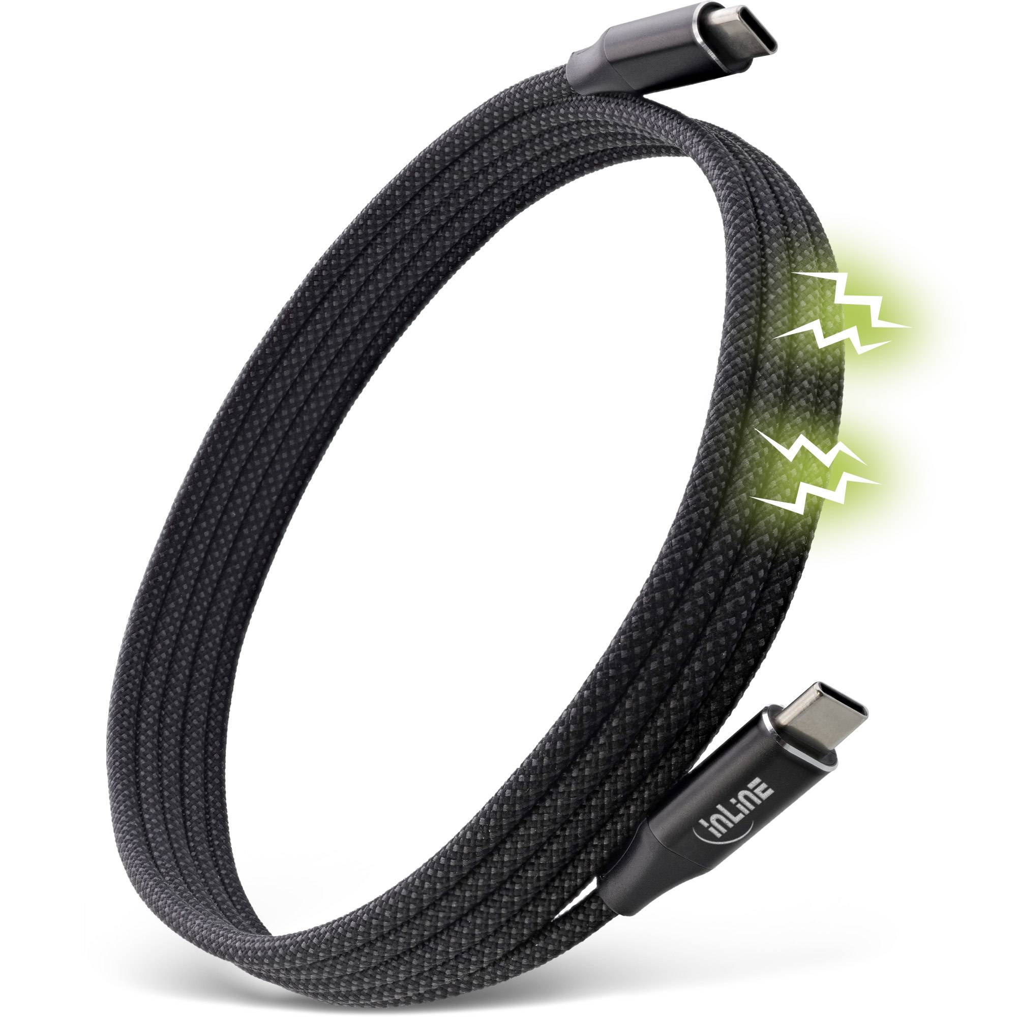 INLINE - Magnetic USB-C Kabel - USB-C Stecker/Stecker - 100W - schwarz - 1,5m