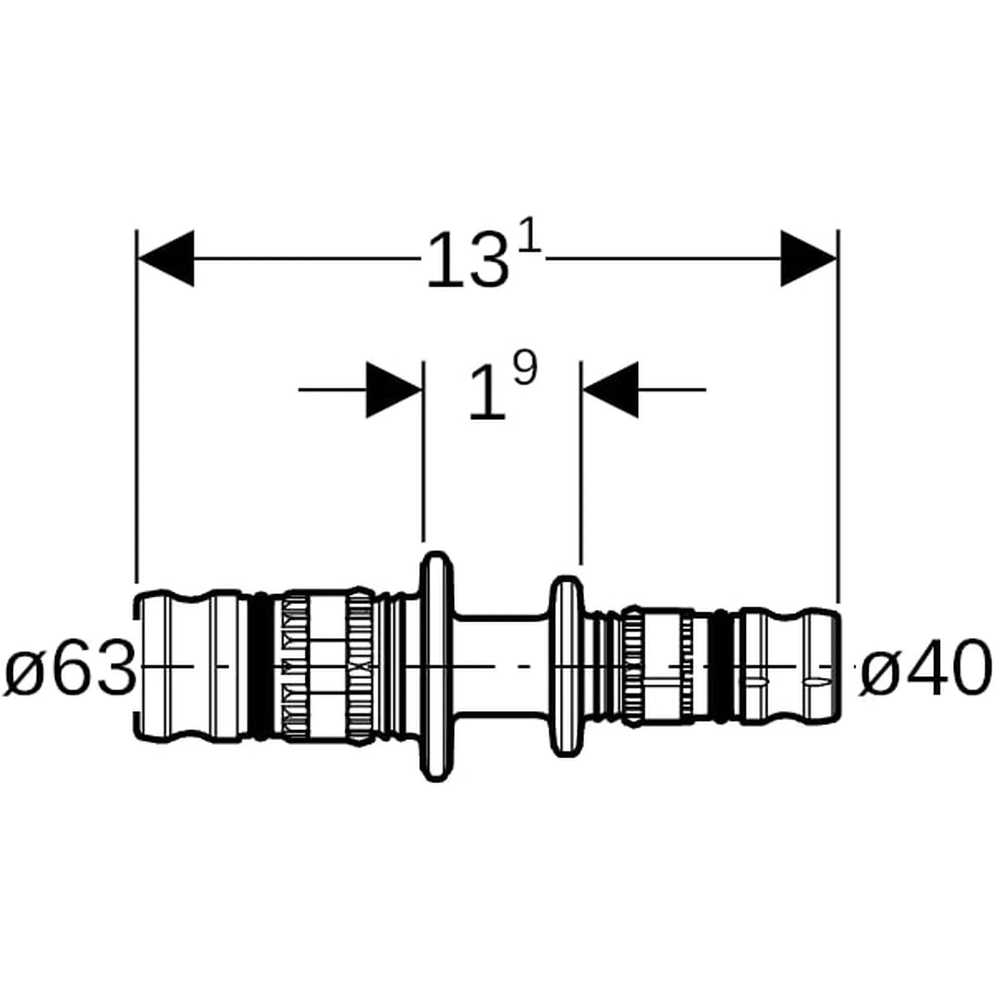 Geberit GE, Mepla, Reduktion, PVDF, d63, 40mm, 1 Stk.