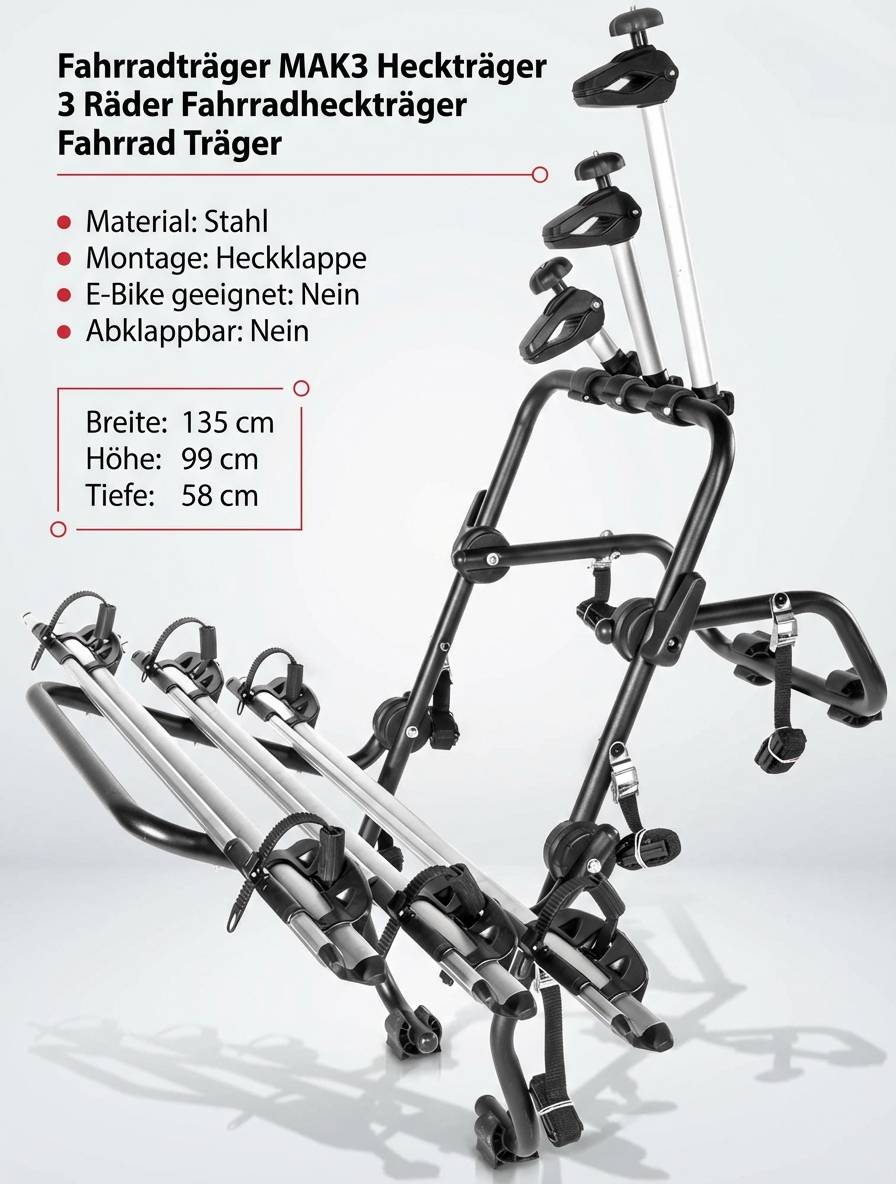 Fahrradträger MAK3 Heckträger 3 Räder Fahrradheckträger Fahrrad Träger