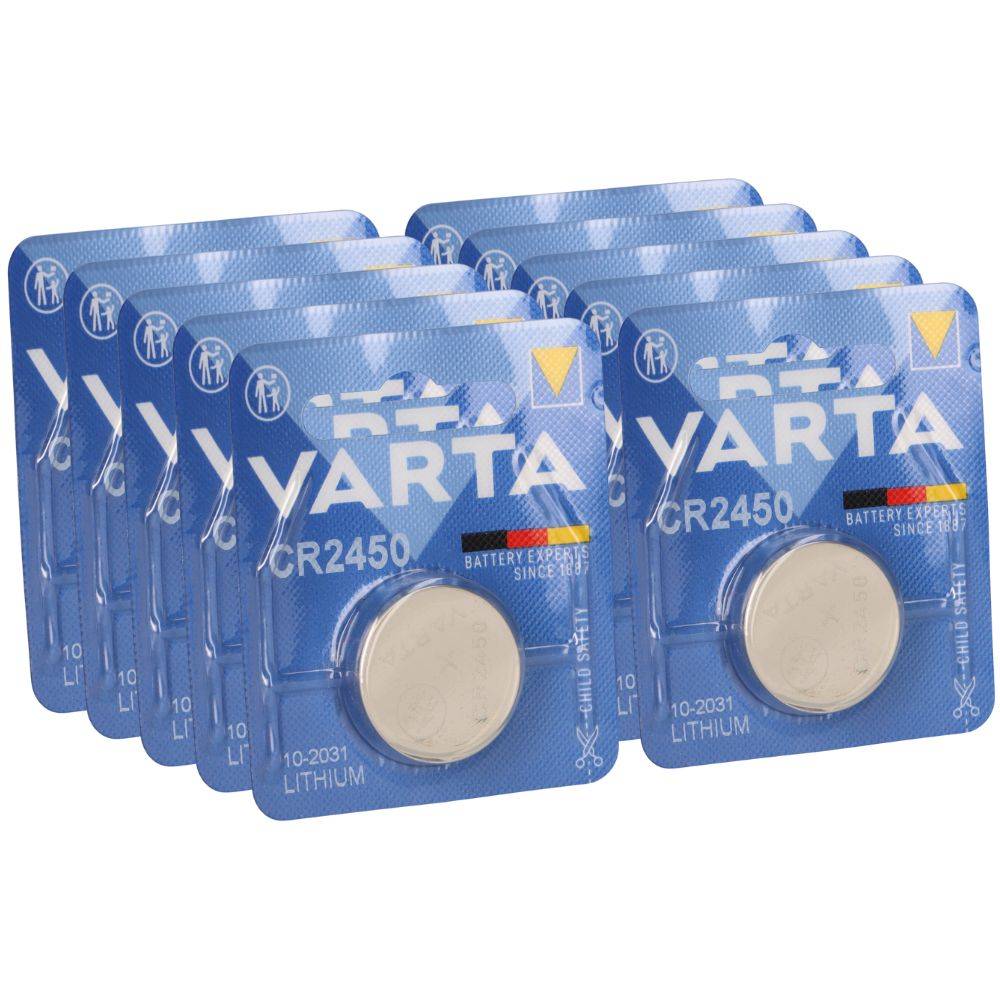 10x VARTA CR 2450 Lithium-Knopfzelle 3V (10x 1er Blister)