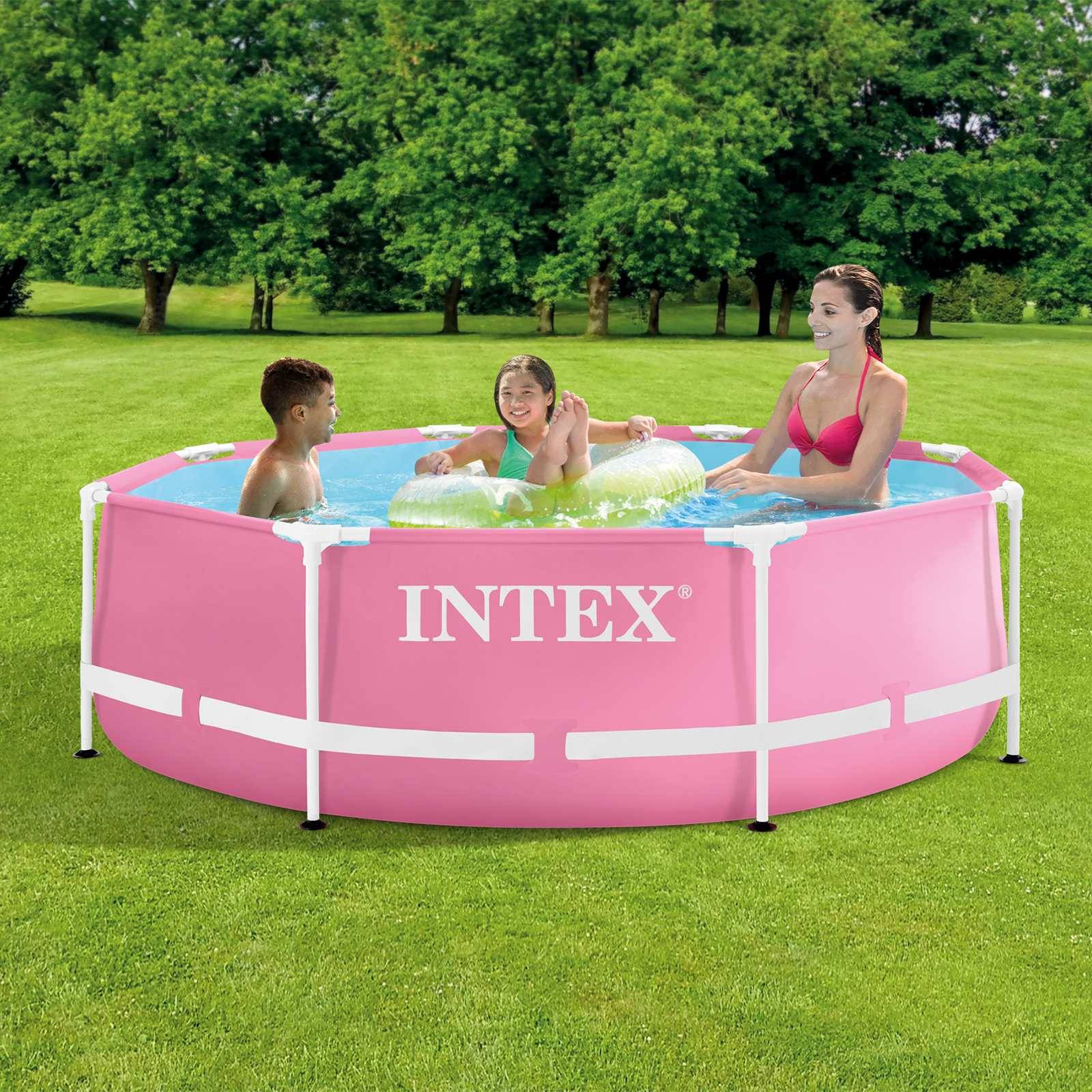INTEX Aufstellpool mit Metallrahmen Rosa 244 x 76 cm PVC