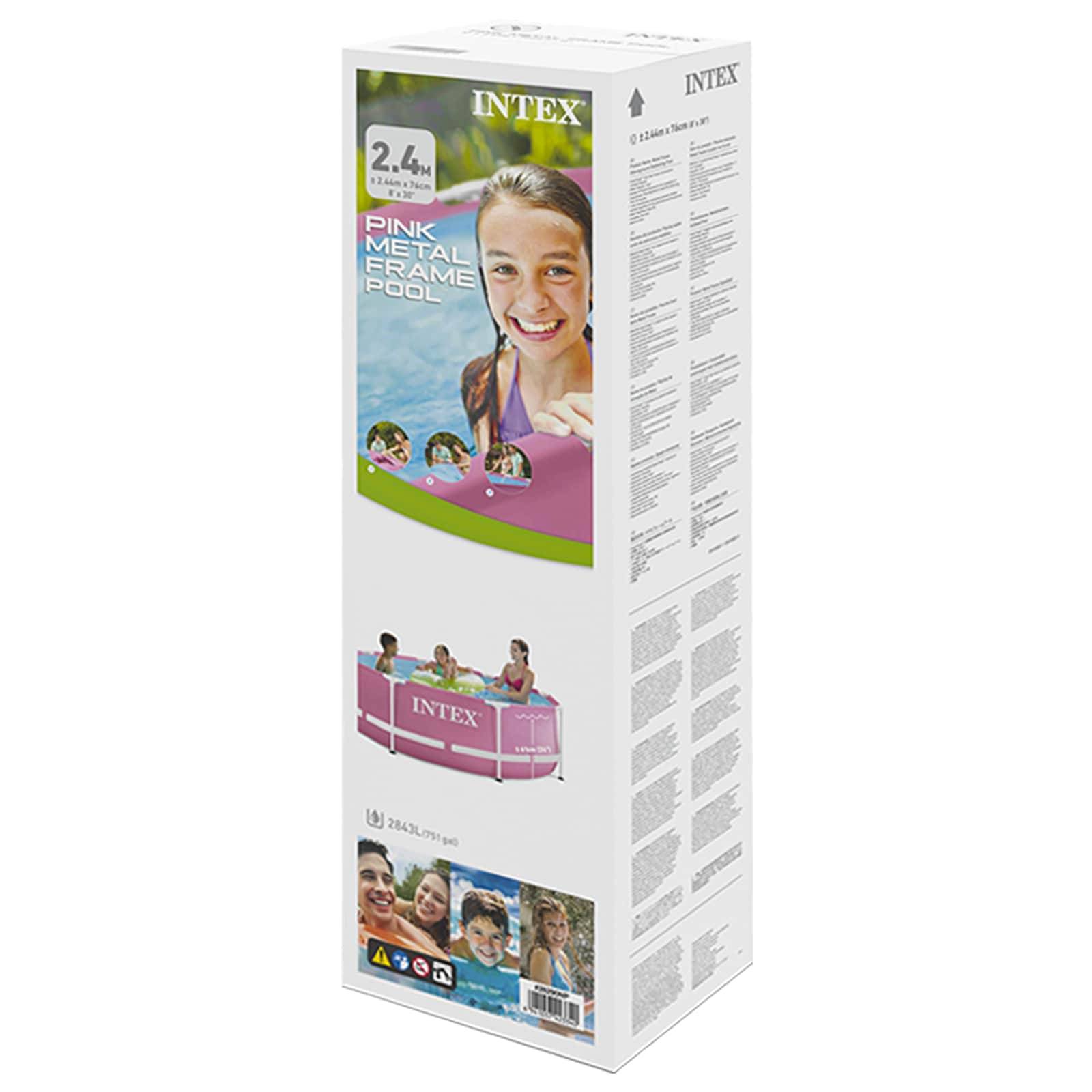 INTEX Aufstellpool mit Metallrahmen Rosa 244 x 76 cm PVC