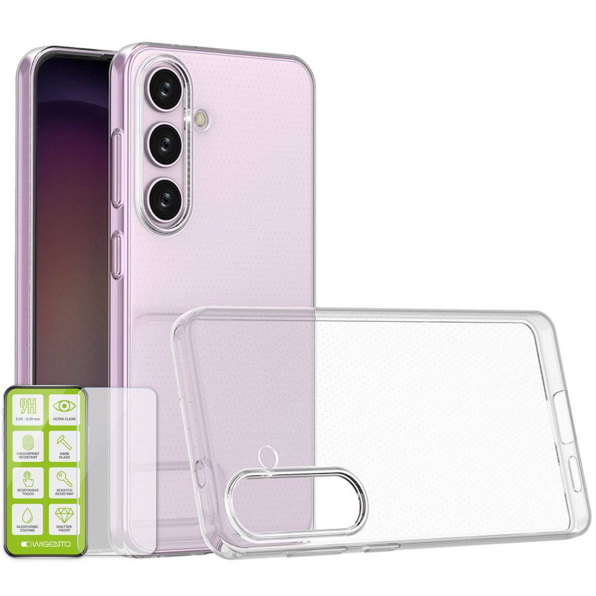 Für Samsung Galaxy S24 Silikon TPU Hülle Transparent + H9 Hart Glas