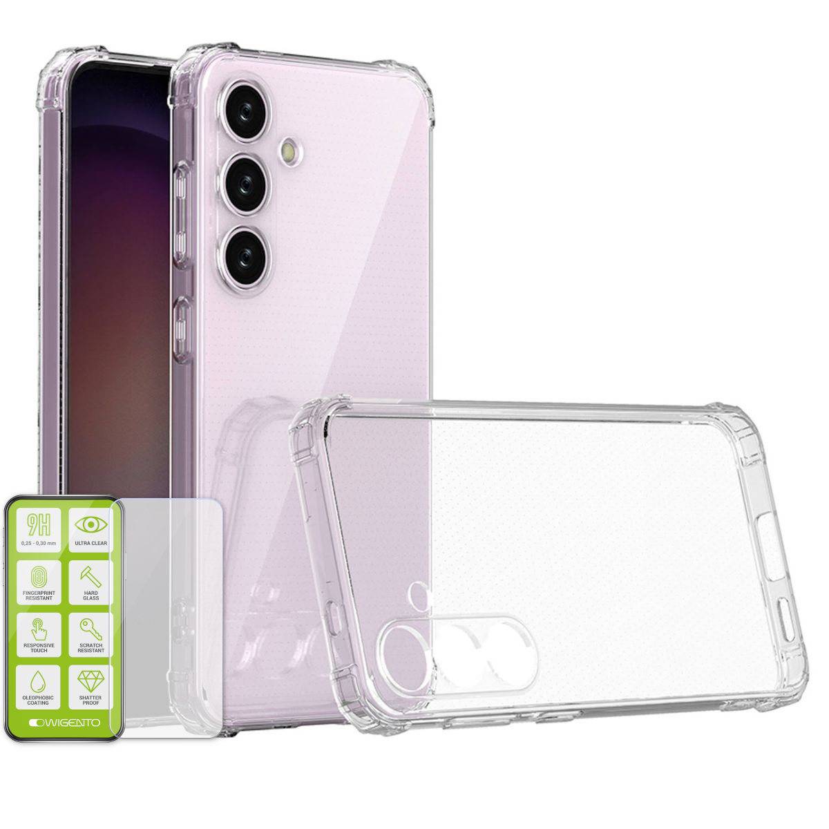 Für Samsung Galaxy S24 Schock TPU Hülle Transparent + H9 Hart Glas