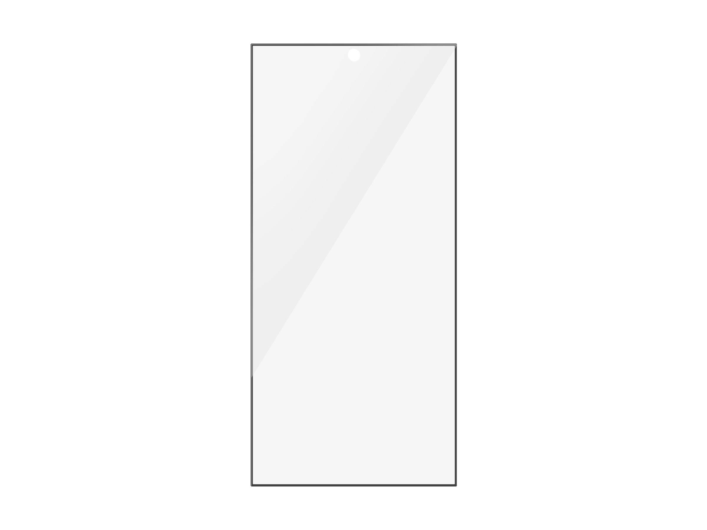 Weißes rechteckiges Panel mit dünnem grauem Rand und kleinen Glanzlichtern oben, ähnlich einem leeren Plakat oder Bildschirm.