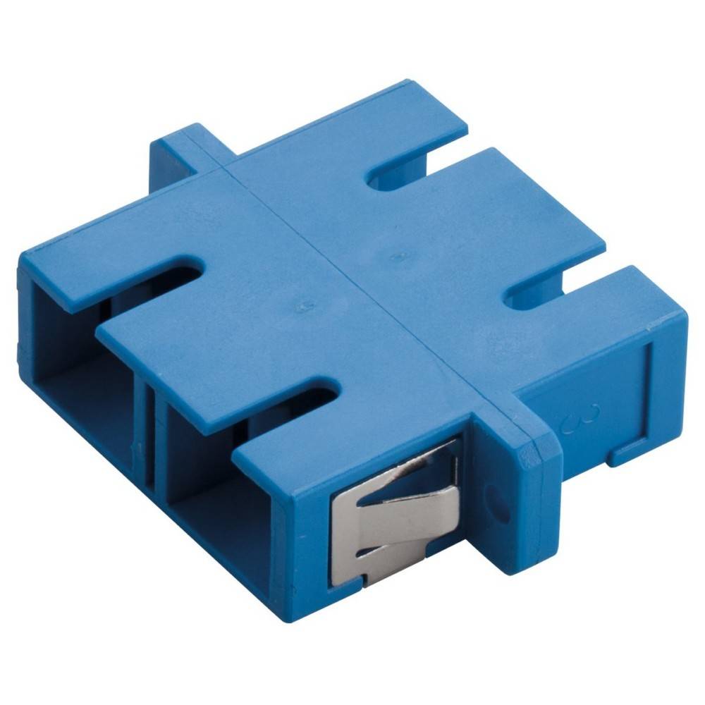 SC Simplex-Adapter, blau, zum Verbinden von zwei SC-Lichtwellenleitern-Steckverbindern, mit Ausrichtungshülsen für präzise optische Signalübertragung.