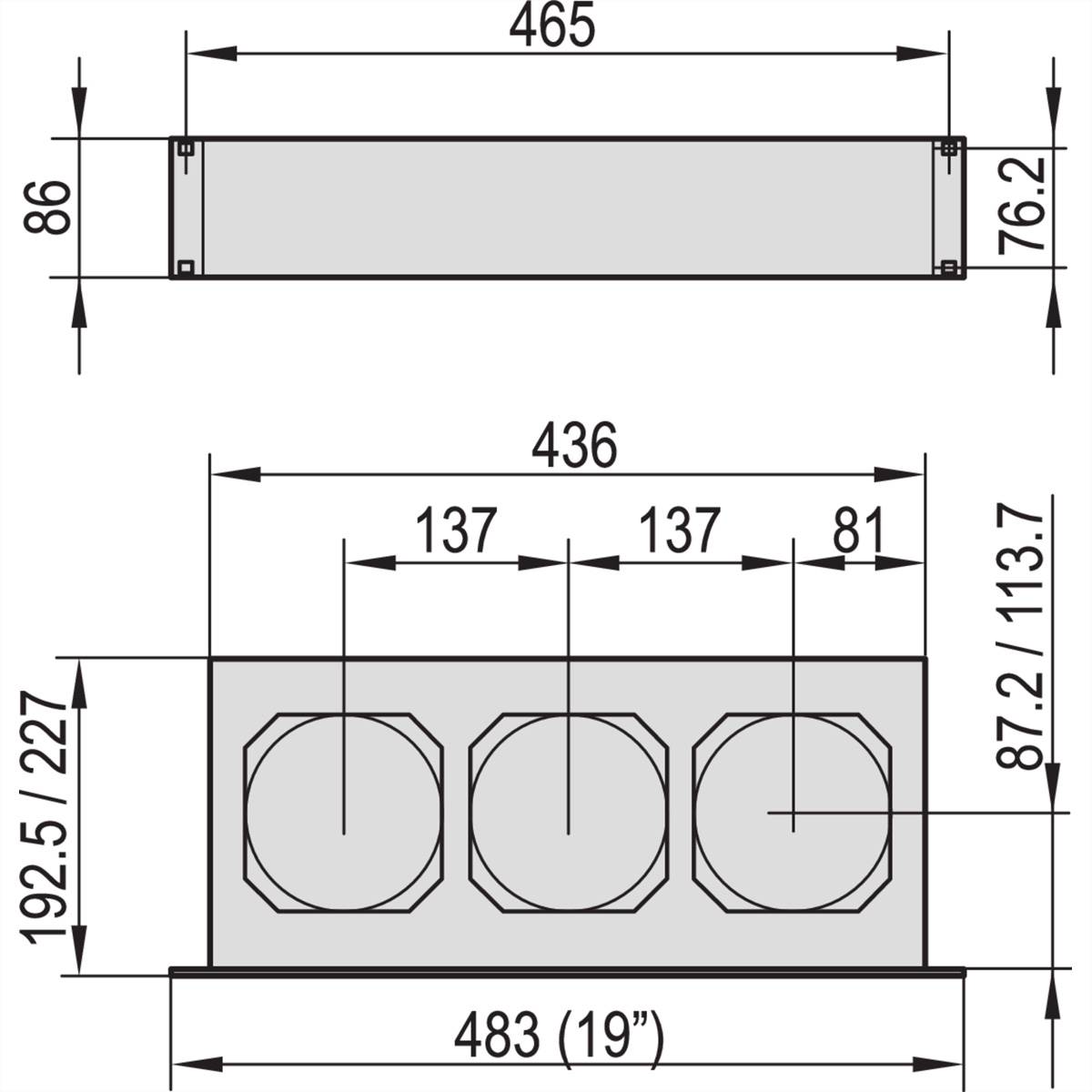 SCHROFF 19" Drucklüfter 2 HE für Kartentiefe 160 mm - DRUCKLUEFTER 160 2HE 115V