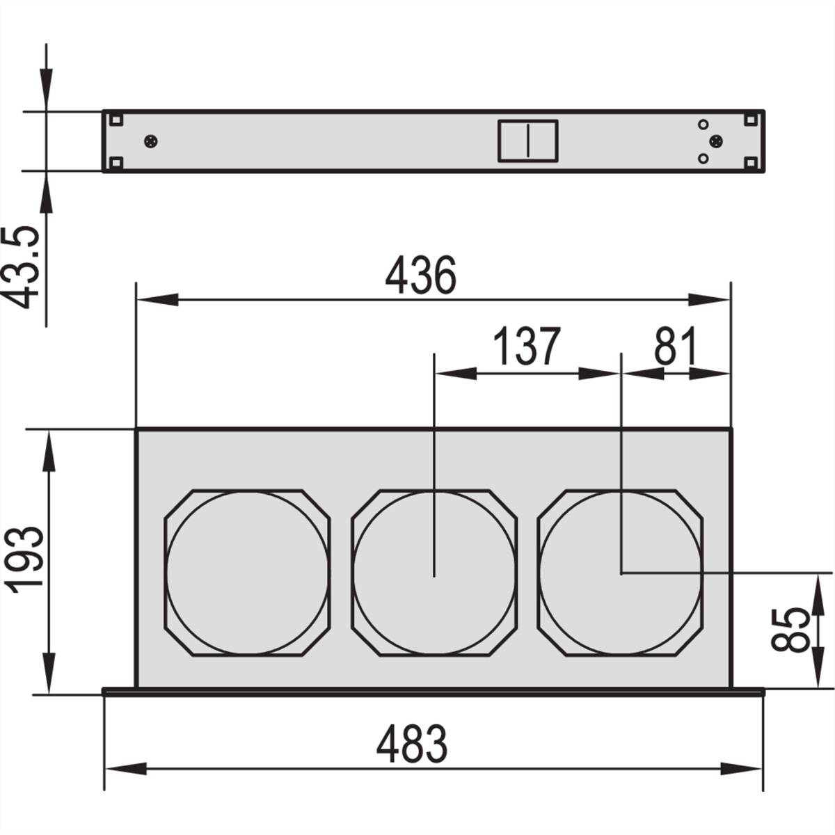 SCHROFF 19" Umlüfter, 3 Ventilatoren, 1 HE - UMLUEFTER 19"M.SCH. 115V
